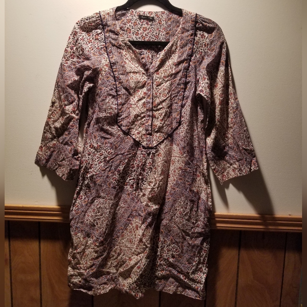 🍁🌺Massimo Dutti tunic style button down print dress with pockets
